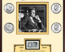 Framed print & coin collections – including President Kennedy